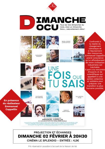 2 février – le prochain Dimanche Docu “Une fois que tu sais” !